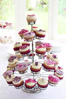 Pink Prints: Cupcake stand filled with cupcakes for a 40th birthday party