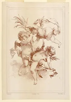 Brown Ink Prints: Cupidons Volants, Emile Wattier