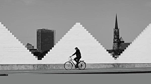 Hanseatic City Prints: Cyclist in front of white wall