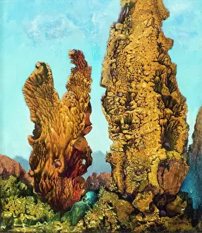 Surrealism Prints: Cypresses. (Max Ernst; Bruhl 1891-1976 Paris; one 1939; Oil on wood)