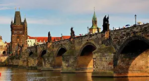 Czech Republic Prints: Czech Republic, Prague, View of Charles Bridge and Old Town