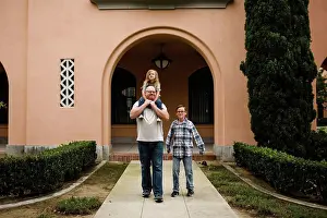 Small Group Prints: Dad Walking with Kids at Liberty Station in San Diego
