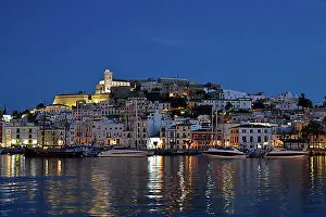 Luminous Prints: Dalt Vila of Ibiza or Eivissa, evening, Ibiza Town, Ibiza, Balearic Islands, Spain, Europe