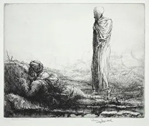 Ponders Prints: Dance of Death: Death Ponders, 1919. Percy John Delf Smith (British, 1882-1948). Etching;