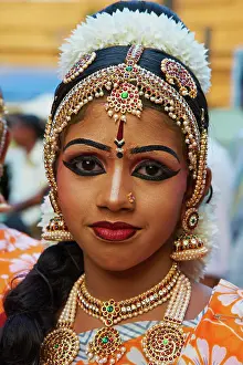 Facial Prints: Dance show at Krishna Temple, Guruvayur, Kerala, India, Asia