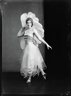 Wellington Prints: ﻿Dancer with fan, 1930s, Wellington, by Cuba Photographic Studio