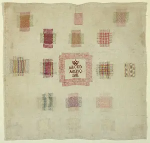 Embroidered Prints: Darning sampler, Medium: silk embroidery on cotton foundation Technique