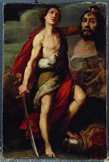 Injured Prints: David with the Head of Goliath. Daniele Crespi (1590-1630). Oil on panel, 60.7 x 40.6cm