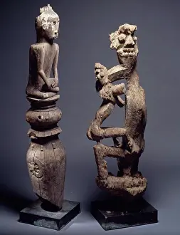 Human Representation Prints: Dayak Post Figure Hampatong & Hampatong Carved as a Mother Primitive Art Wood sculpture Christie's Images