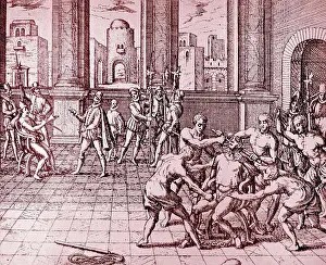 Colonial Prints: Death of Atahualpa; (c.1500ñ1533) the last Sapa Inca (sovereign emperor) of the Inca Empire (Tawantinsuyu)