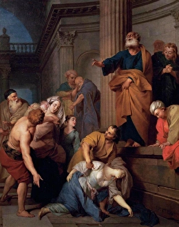 Illustration Prints: Death Of Saphira, Wife Of Ananias Mort De Saphire