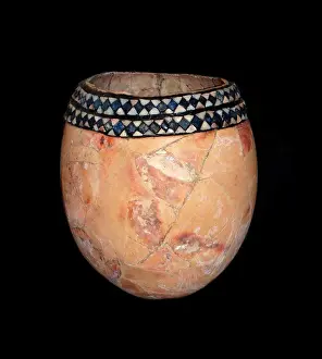 Ostrich Prints: Decorated ostrich eggshell from the Ur cemetery. Dated 2600 BC