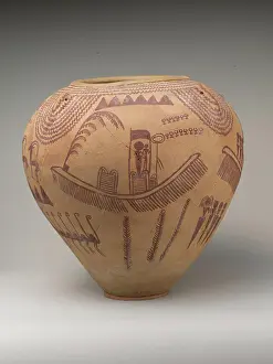 Story Prints: Decorated Ware Jar Depicting Ungulates and Boats with Human Figures ca