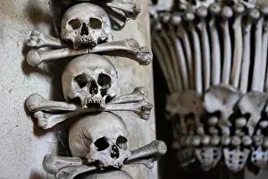 Czech Republic Prints: Decoration made of human skulls and bones