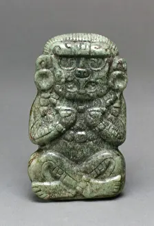 Shining Prints: Deity Figure 3rd-6th century Maya This jade figurine depicts a cross-legged figure with his arms bent in toward his