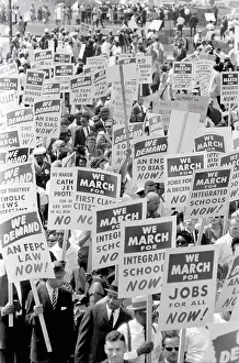 Civil Rights Prints: Demonstrators marching in Street holding Signs during March on Washington for Jobs and Freedom