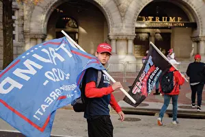 Baseball Cap Prints: Demonstrators in front of Trump hotel during Million MAGA March