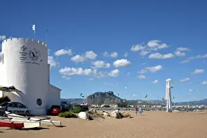 Background People Prints: Denia, Costa Blanca, Playa Els Molins, a surfing paradise, Spain