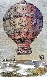 Historische Prints: Der Ballon des Marquis d Arlande Francois Laurent Marquis d Arlande 1742-1809 Französischer Pionier der