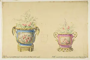 Anonymous Prints: Design for Two Sèvres Porcelain Flower Pots 19th century Anonymous