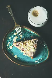 Back Ground Prints: Dessert and coffee. Piece of lemon