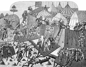 This detailed illustration depicts a battle in 1443