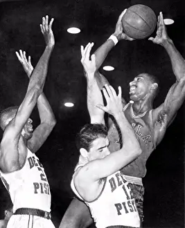1960 S Prints: Detroit, MIchigan: February 8, 1961 Detroit Piston players Walter Dukes