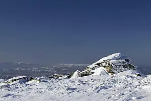 Natural Preserve Prints: Devil's Rock, teufelaltar, teufelkanzel in the snow in winter at Brocken