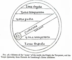 Written Prints: Diagram depicting the zones of the world from Hortus Deliciarum (Latin for Garden of Delights)