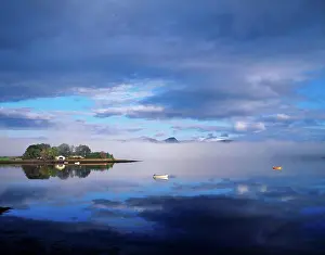 Republic Of Ireland Prints: Dinish Island, Kenmare Bay, County Kerry, Ireland; River Scenic With Boats In The Distance