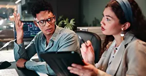 Invest Prints: Discussion, tablet and business people in office for trading