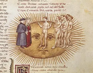 Middle Ages Prints: The Divine Comedy. s.XIV. Dante and Beatrice in the sun with the theologians