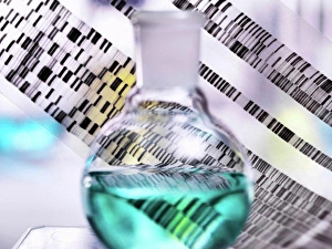 Glass Material Prints: DNA autoradiogram gel illustrating genetic results with laboratory glassware