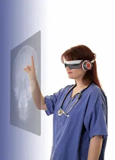 X Ray Prints: Doctor wearing VR headset and examining X-ray