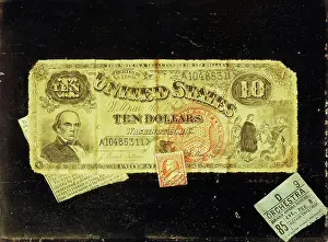 Capital Letter Prints: The Ten Dollar Bill. Nicholas Alden Brooks (1840-1904). Oil on panel. 17.5 x 23cm