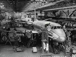 Nostalgical Prints: Dollars On The Assembly Line -- Nose to tail on the assembly line are Viscounts - planes that mean dollars for Britain