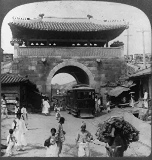 South Korea Prints: Donuimun West Gate, one of the Eight Gates of Seoul in the Fortress Wall of Seoul