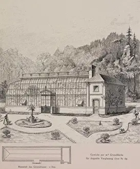 Engraved Image Prints: Double-glazed greenhouse built on the royal estate in Sinaia