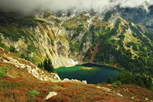 Landforms Prints: Doubtful Lake, a cirque lake just below Sahale Peak, in the North Cascades National Park