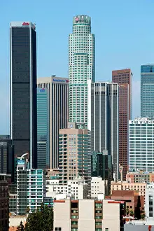 Los Angeles Prints: Downtown Los Angeles with the Aon Center and US Bank Tower rising above the Skyline