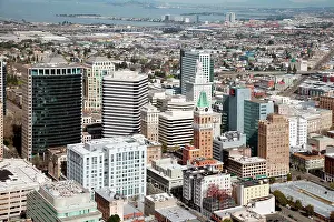West Coast Prints: Downtown Oakland, California with the San Francisco Bay in the Background