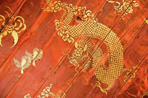 Timber Prints: Dragon Painting In Buddhist Temple, Luang Prabang, Northern Laos