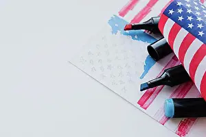 Marker Prints: Drawing american flag by markers