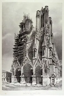 Journeys Prints: Drawing of the Cathedral of Notre Dame de Rheims