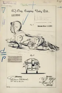 Diagram Prints: Drawing of Creeping Baby Doll