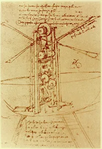 Vinci Prints: DRAWING OF A FLYING MACHINE WITH A MAN OPERATING IT PEN & INK Leonardo da Vinci 1452 d1519 Florentine Institut de
