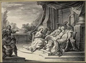 Composition Prints: Drawing by Johann Georg Trautmann showing a foot washing scene