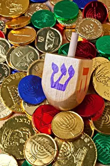Celebrate Prints: Dreidel with candy foil coins