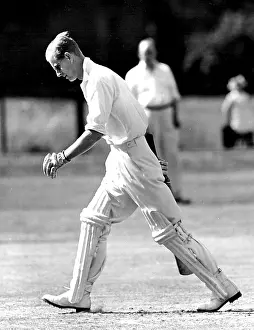 Cricket Prints: Duke of Edinburgh Out For A Duck in Village Cricket Match -- The Duke of Edinburgh walking from the wicket after being
