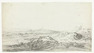 Dune landscape with a sea in the distance